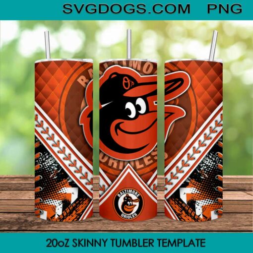 Baltimore Orioles 20oz Skinny Tumbler Template PNG, MLB Logo Baltimore Orioles Tumbler Template PNG File Digital Download
