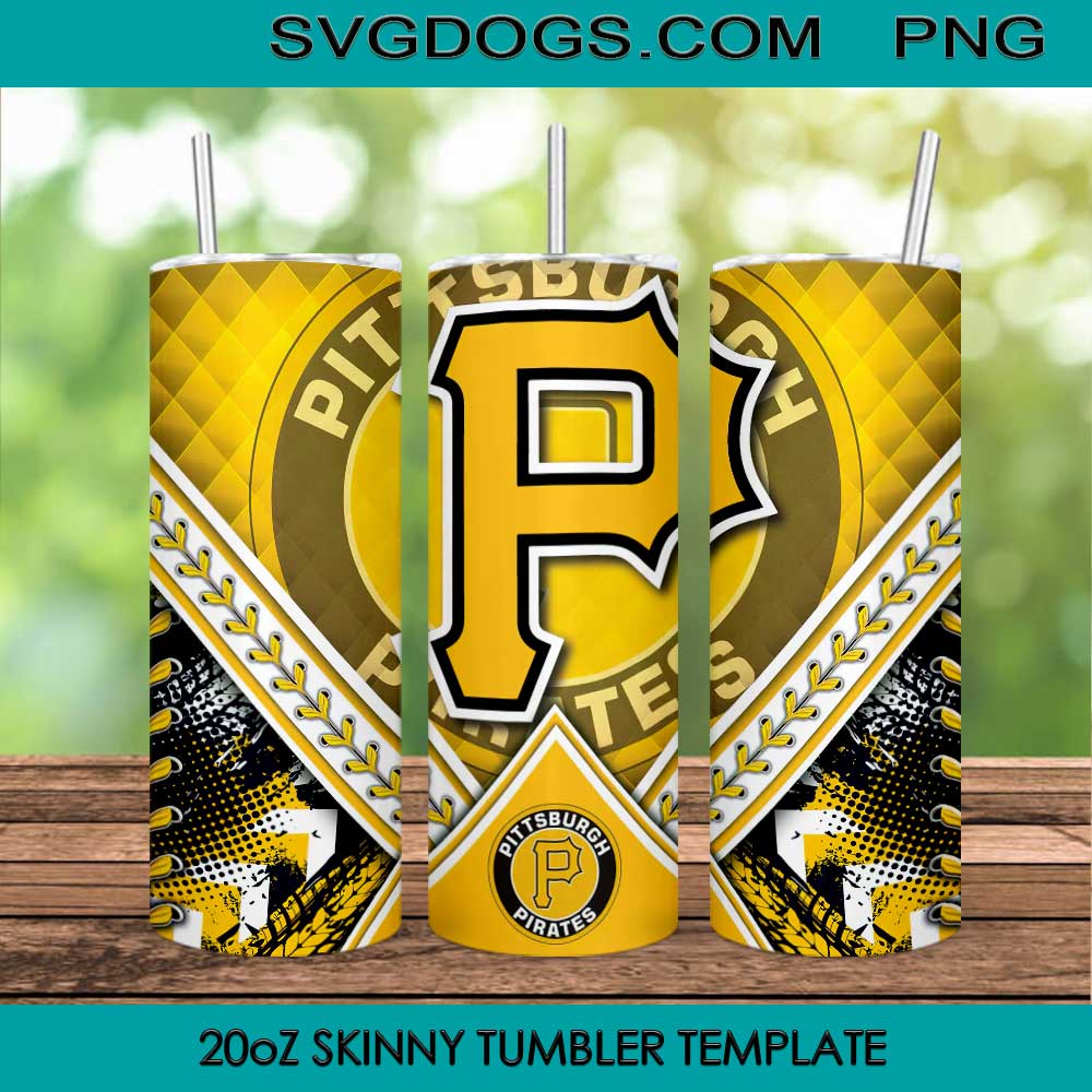 Pittsburgh Pirates 20oz Skinny Tumbler PNG, Pittsburgh Pirates Logo MLB Tumbler Template PNG File Digital Download