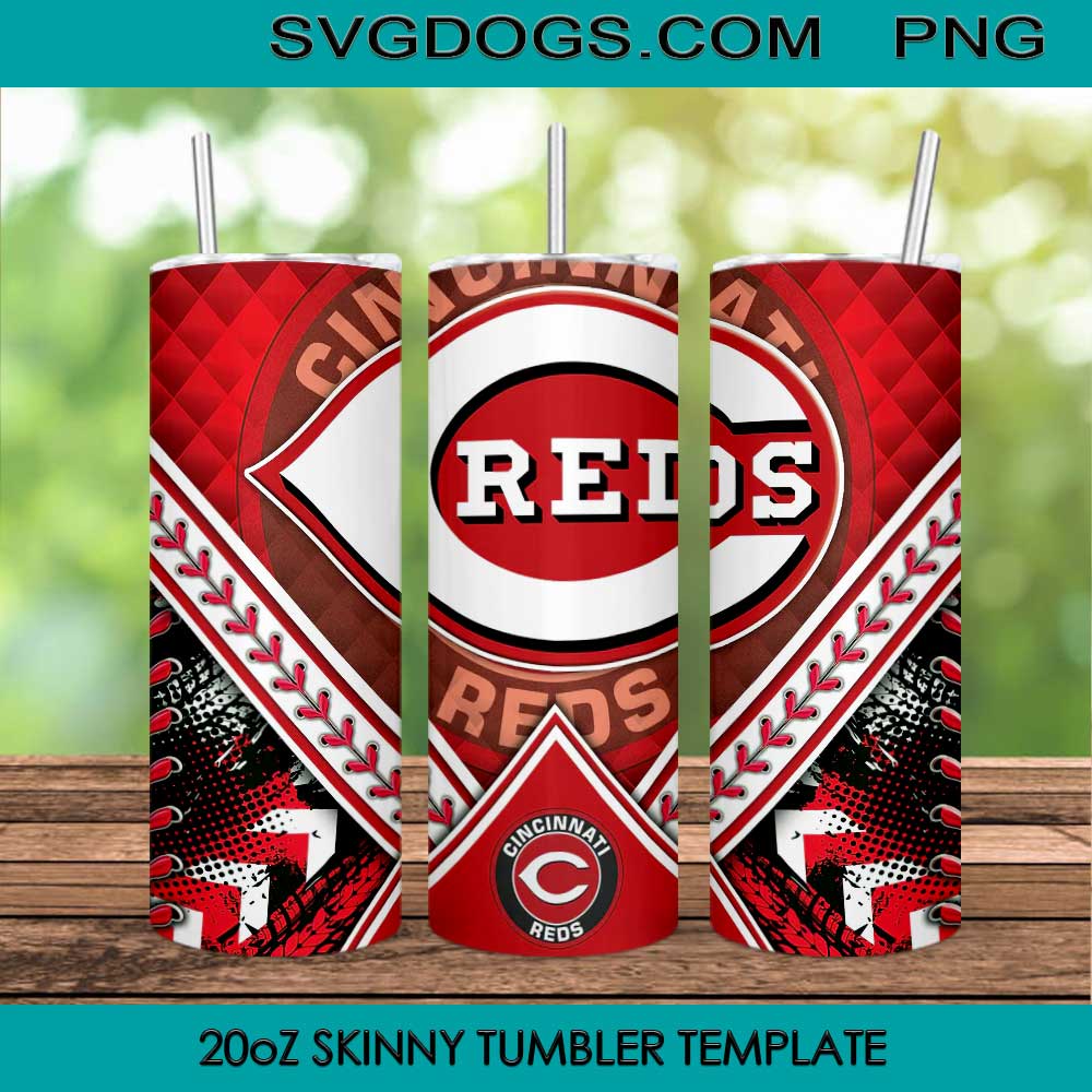 Cincinnati Reds 20oz Skinny Tumbler Template PNG, MBL Logo Cincinnati Reds Tumbler Template PNG File Digital Download
