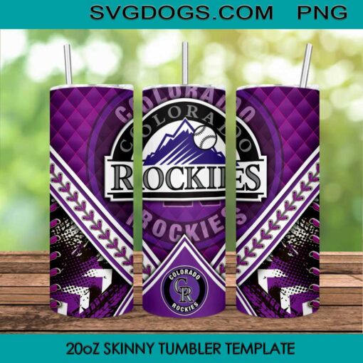 Colorado Rockies 20oz Skinny Tumbler Template PNG, MLB Colorado Rockies Tumbler Template PNG File Digital Download