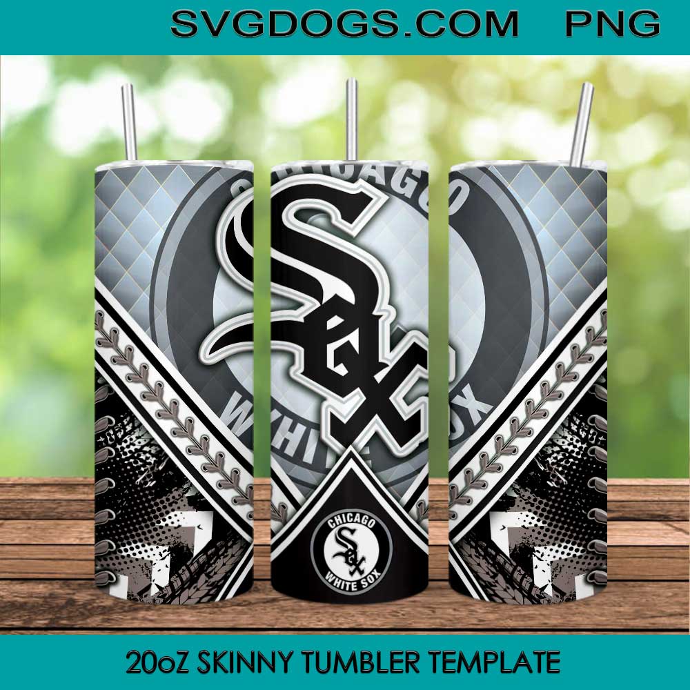 Chicago White Sox 20oz Skinny Tumbler Template PNG, Chicago White Sox Logo MLB Tumbler Template PNG File Digital Download