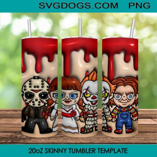 Horror Movie 20oz Skinny Tumbler Template PNG, Chucky Tiffany Pennywise Tumbler Template PNG File Digital Download