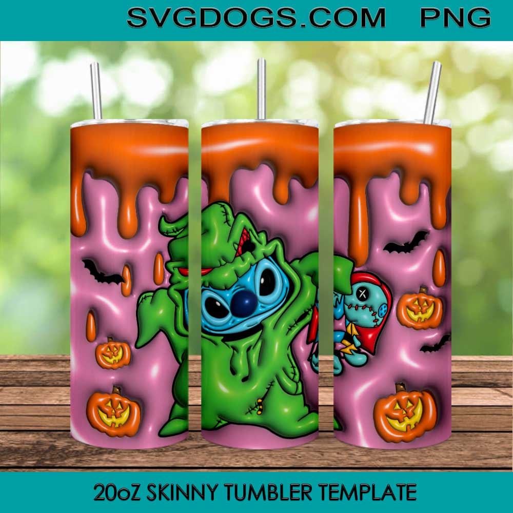 Oogie Boogie Stitch Scrump Sally 20oz Skinny Tumbler Template PNG, Halloween Trick Or Treat Tumbler Template PNG File Digital Download