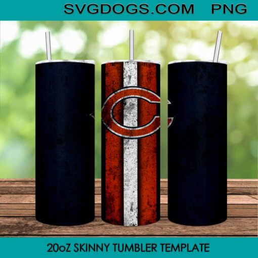 Chicago Bears 20oz Skinny Tumbler Template PNG, Chicago Bears Football Tumbler Template PNG File Digital Download