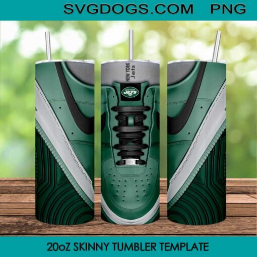 New York Jets 20oz Skinny Tumbler Template PNG, NFL Team New York Jets Logo Tumbler Template PNG File Digital Download