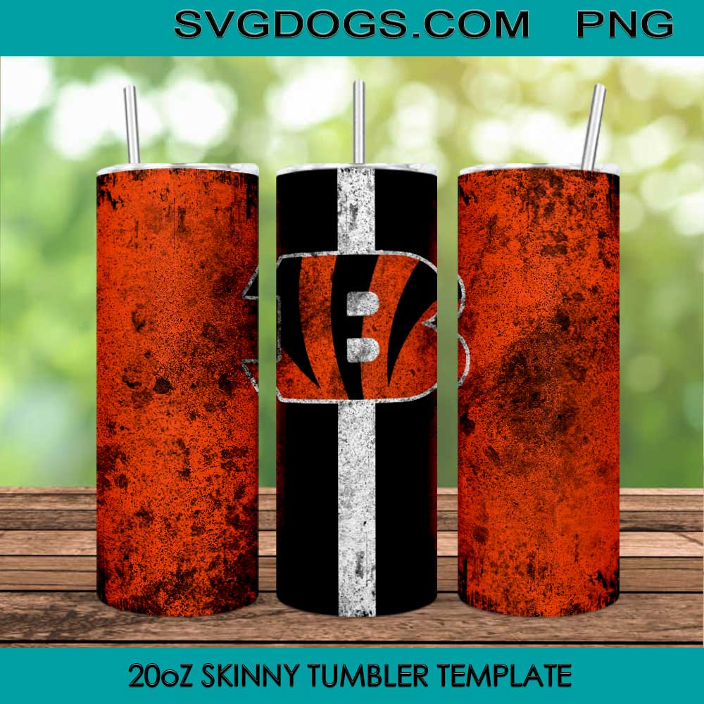 Cincinnati Bangles 20oz Skinny Tumbler Template PNG, Bengals Football Tumbler Template PNG File Digital Download