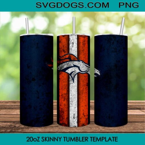 Denver Broncos 20oz Skinny Tumbler Template PNG, NFL Sport Tumbler Template PNG File Digital Download