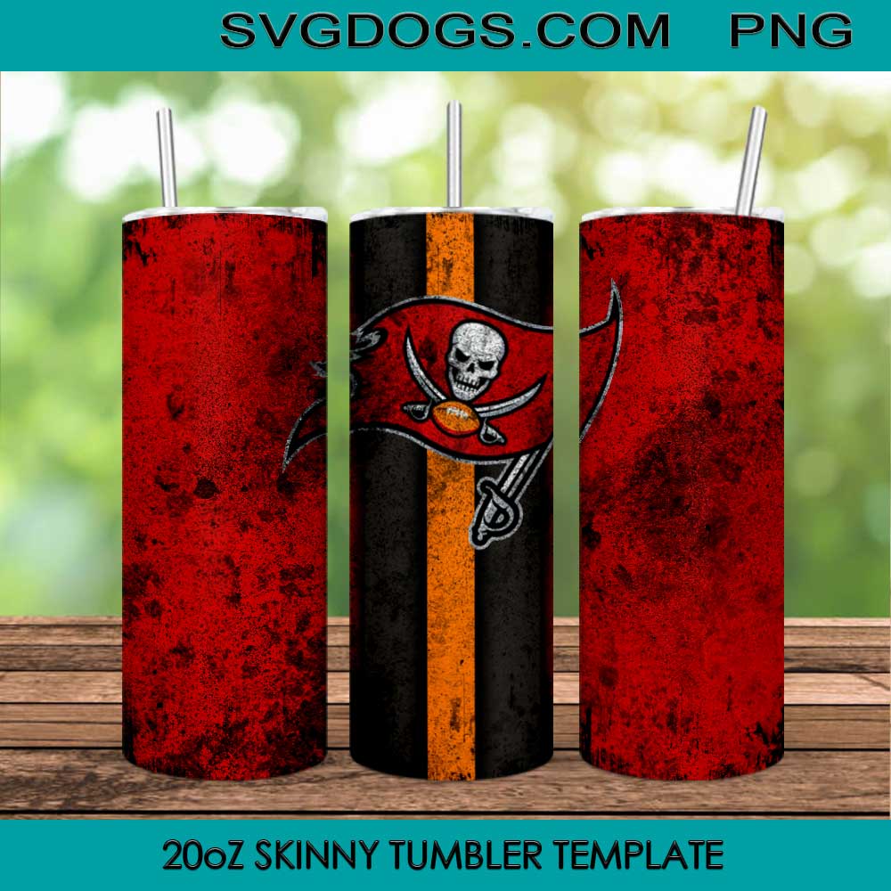 Tampa Bay Buccaneers 20oz Skinny Tumbler Template PNG, NFL Sports Tumbler Template PNG File Digital Download