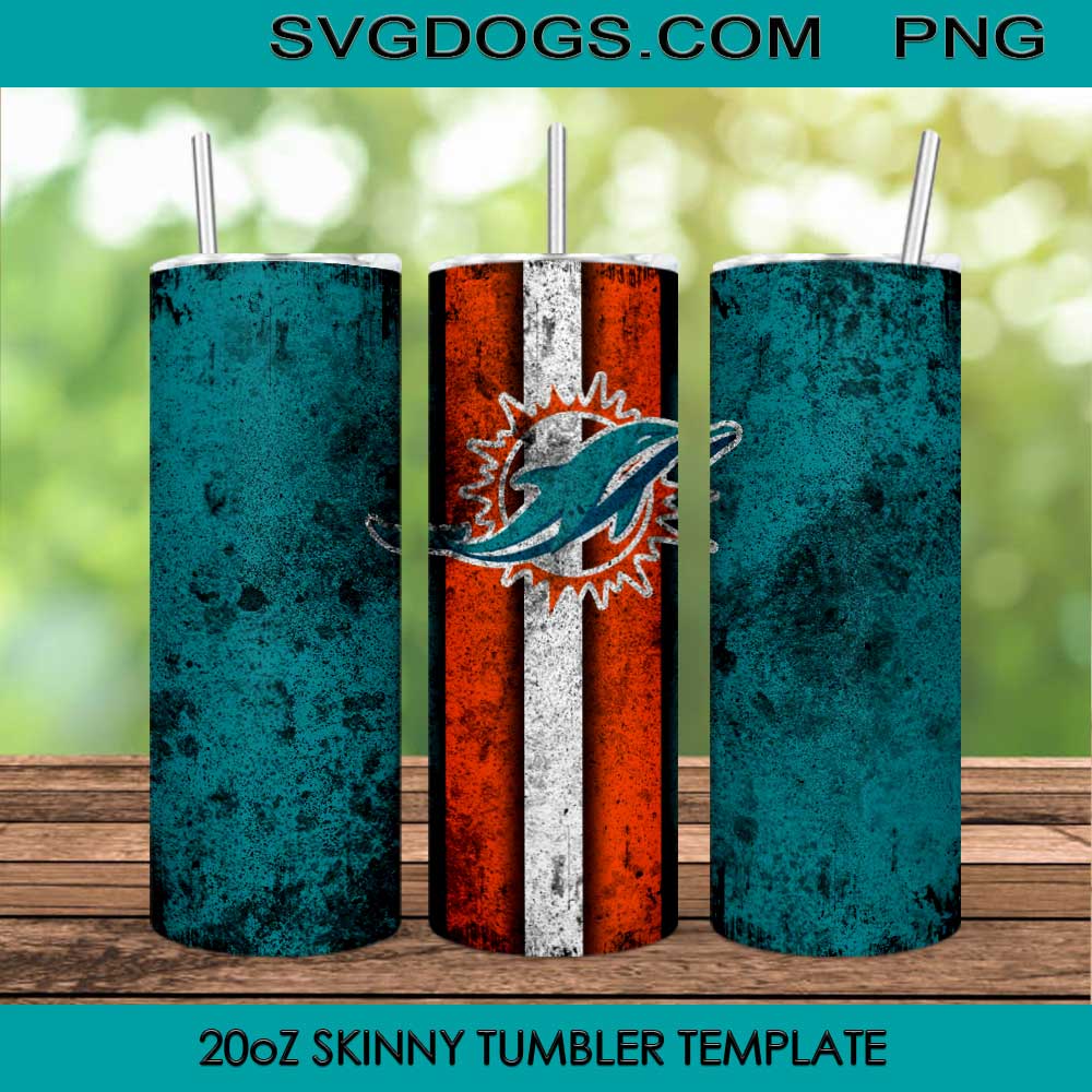 Miami Dolphins 20oz Skinny Tumbler Template PNG, Dolphins Football Tumbler Template PNG File Digital Download