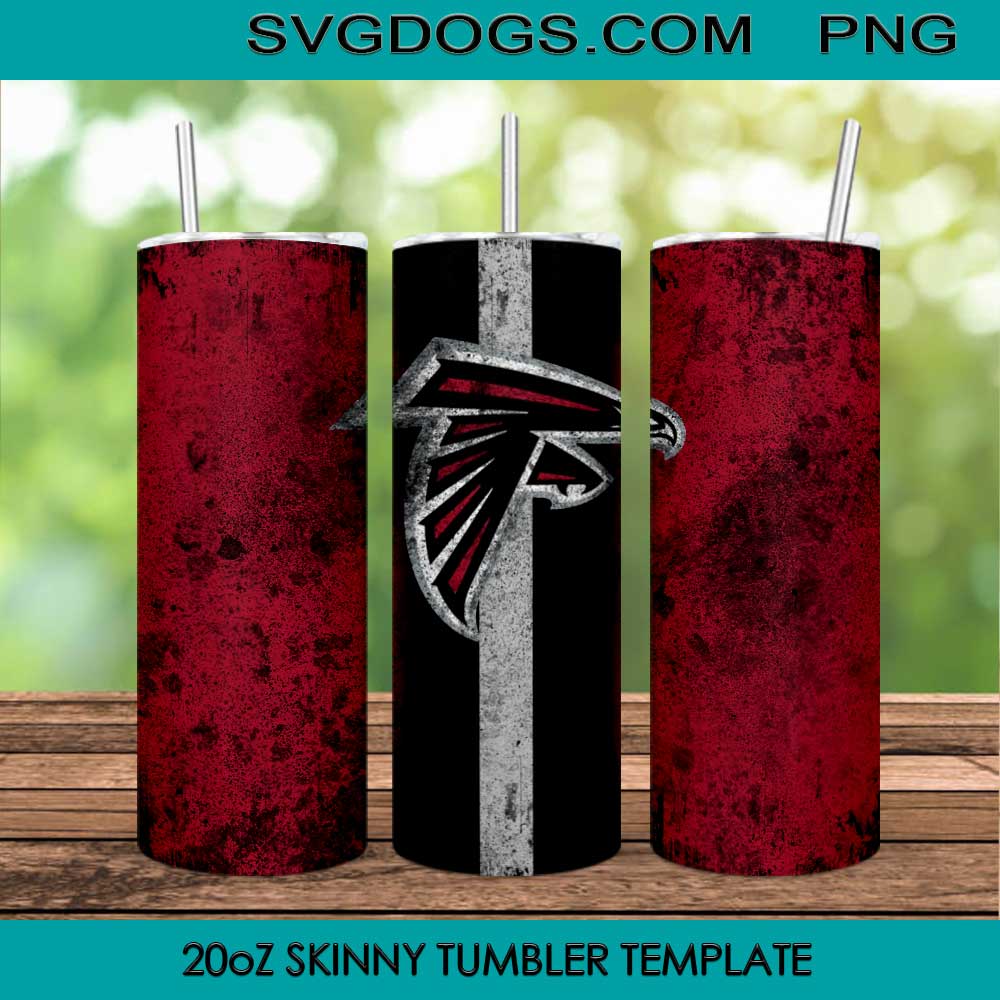 Atlanta Falcons 20oz Skinny Tumbler Template PNG, NFL Logo Atlanta Falcons Tumbler Template PNG File Digital Download