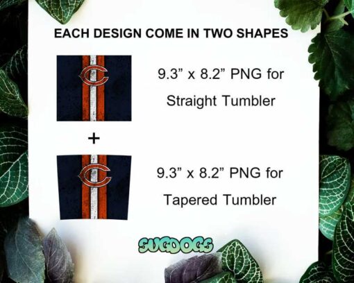 Chicago Bears 20oz Skinny Tumbler Template PNG, Chicago Bears Football Tumbler Template PNG File Digital Download