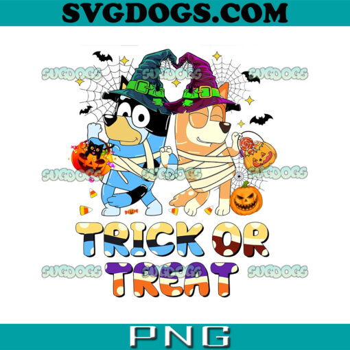 Trick or Treat Bluey Halloween PNG, Bluey Bingo PNG, Bluey Halloween PNG