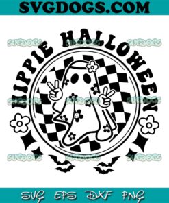 Hippie Halloween SVG PNG, Funny Ghost SVG, Spooky Cute SVG PNG EPS DXF