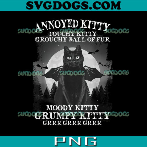 Annoyed Kitty Touchy Kitty Grouchy Ball Of Fur Moody Kitty PNG, Black Cat PNG, Halloween PNG