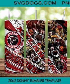 Atlanta Falcons Mascot 20oz Skinny Tumbler PNG, Atlanta Falcons Tumbler Template PNG File Digital Download