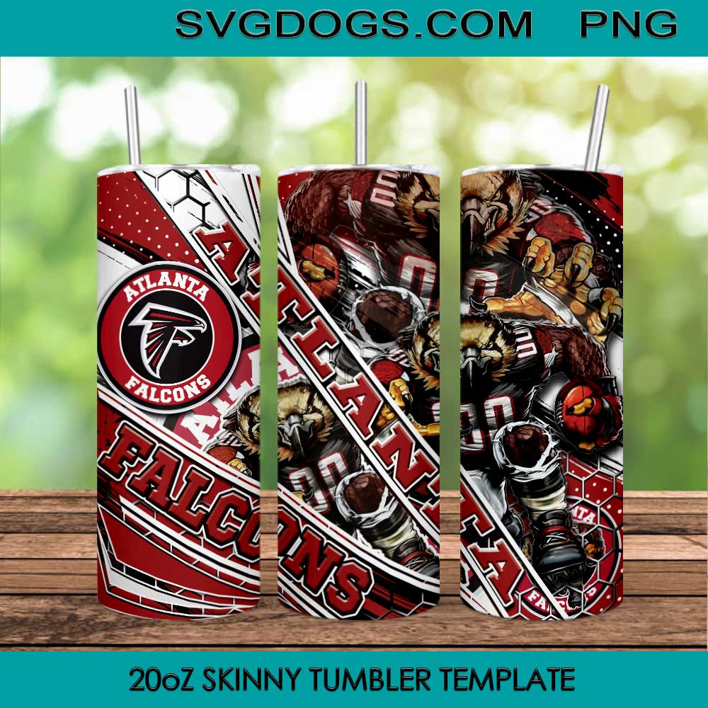 Atlanta Falcons Mascot 20oz Skinny Tumbler PNG, Atlanta Falcons Tumbler Template PNG File Digital Download