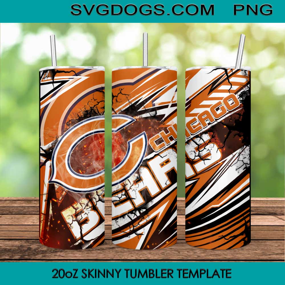 Chicago Bears 20oz Skinny Tumbler Template PNG, NFL Football Tumbler Template PNG File Digital Download