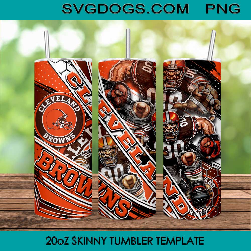 Cleveland Browns Mascot 20oz Skinny Tumbler PNG, Browns Football Tumbler Template PNG File Digital Download