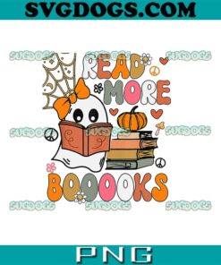 Cute Booooks Ghost PNG, Read More Books PNG, Funny Halloween Teacher PNG