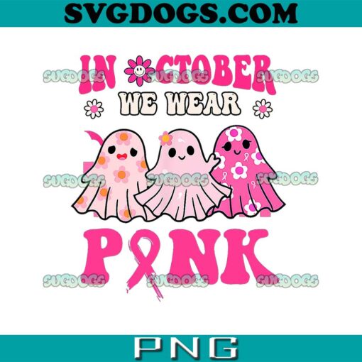 Cute Ghost Wednesday We Wear Pink PNG, Halloween PNG, Breast Cancer PNG