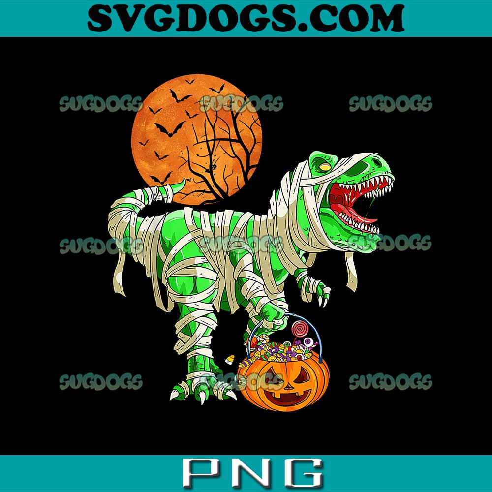 Dinosaur T-rex Mummy Pumpkin PNG, Halloween PNG