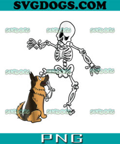 German Shepherd Biting Skeleton Leg Halloween PNG, Skeleton Dog Walking PNG, Skeleton With Dog PNG