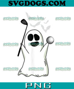 Ghost Playing Golf PNG, Halloween Costume PNG, Funny Golfer PNG