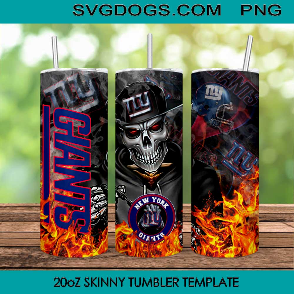 Giants Skull 20oz Skinny Tumbler Template PNG, New York Giants Tumbler Template PNG File Digital