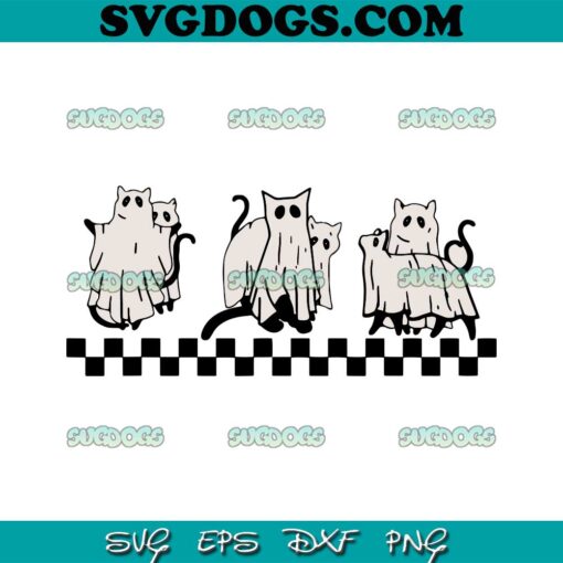 Halloween Ghost Cats SVG PNG, Cute Cats In Ghost Costumes SVG, Halloween Cat SVG PNG EPS DXF
