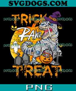 Trick Rawr Treat T Rex Halloween Pumpkin PNG, Halloween Dinosaur PNG