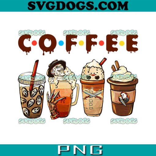 Horror Fall Coffee PNG, Pumpkin Spice Latte Autumn PNG, Ghostface PNG, Jason PNG, Michael Myers PNG