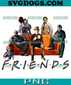 Horror Friends PNG, Halloween Friends Crew Gathering On A Spooky Orange Couch PNG