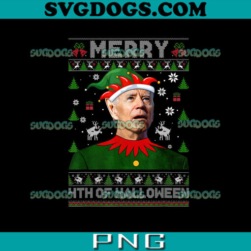 Merry 4th Of Halloween PNG, Funny Biden Ugly Christmas PNG, Joe Biden PNG