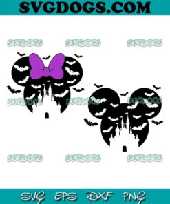 Halloween Party Castle Mouse SVG, Disney Halloween SVG, Mickey Minnie Mouse Bat SVG PNG EPS DXF