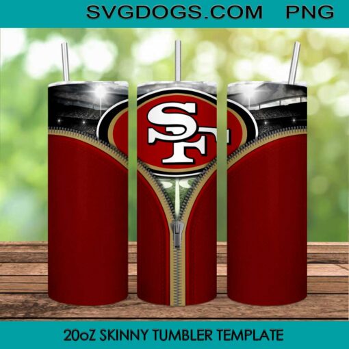 San Francisco 49ers 20oz Skinny Tumbler Template PNG, San Francisco Football Tumbler Template PNG File Digital Download