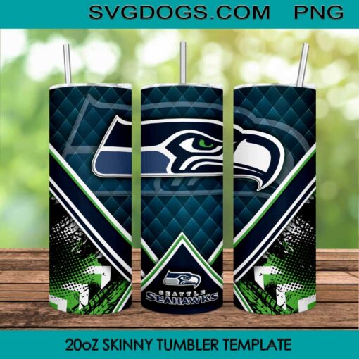 Seahawks 20oz Skinny Tumbler Wrap, Seattle Seahawks Tumbler Template PNG File Digital Download
