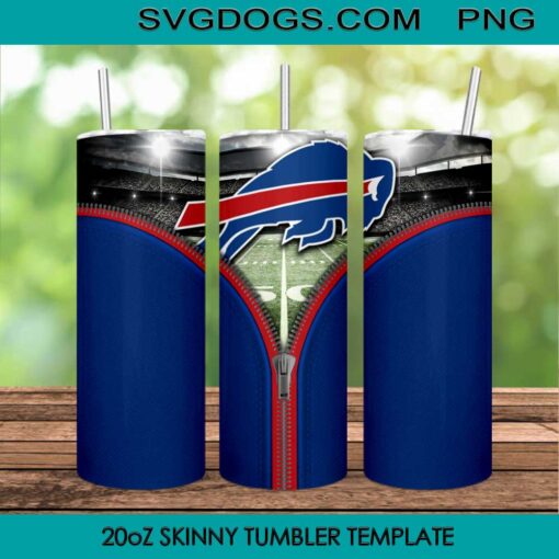 Buffalo Bills Zipper 20oz Skinny Tumbler Template PNG, Buffalo Football Tumbler Template PNG File Digital Download