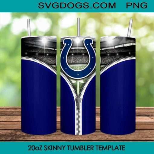 Colts Zipper 20oz Skinny Tumbler Template PNG, Indianapolis Colts Tumbler Template PNG File Digital Download