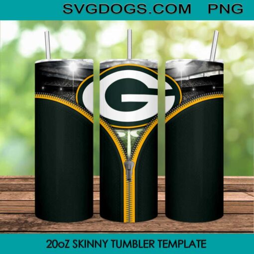 Green Bay Packers Zipper 20oz Skinny Tumbler Template PNG, NFL Green Bay Packers Tumbler Template PNG File Digital Download