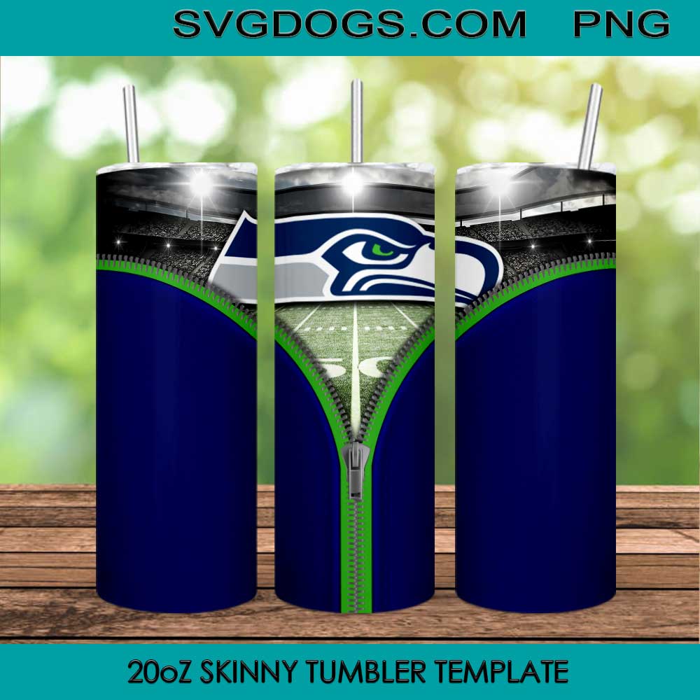 Seattle Seahawks Zipper 20oz Skinny Tumbler Template PNG, NFL Football Tumbler Template PNG File Digital Download