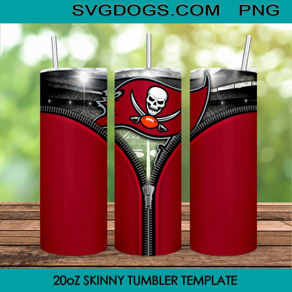 Tampa Bay Buccaneers Zipper 20oz Skinny Tumbler Template PNG, TBB Team Logo Tumbler Template PNG File Digital Download