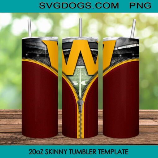 Washington Football Zipper 20oz Skinny Tumbler Template PNG, Washington Logo Tumbler Template PNG File Digital Download