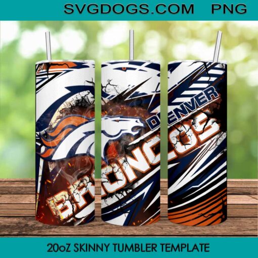 Broncos 20oz Skinny Tumbler Template PNG, Denver Broncos Football Tumbler Template PNG File Digital Download