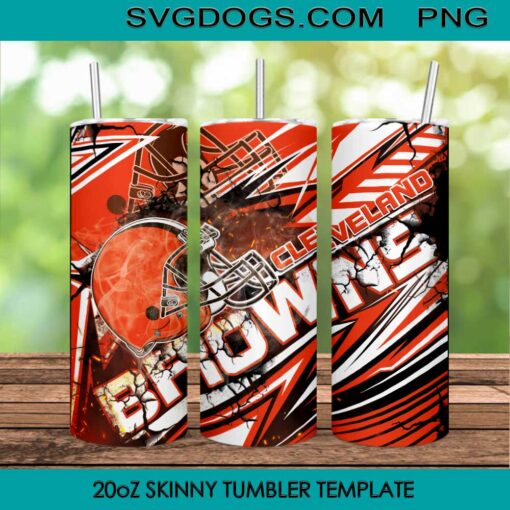 Browns 20oz Skinny Tumbler Template PNG, Cleveland Browns Tumbler Template PNG File Digital Download