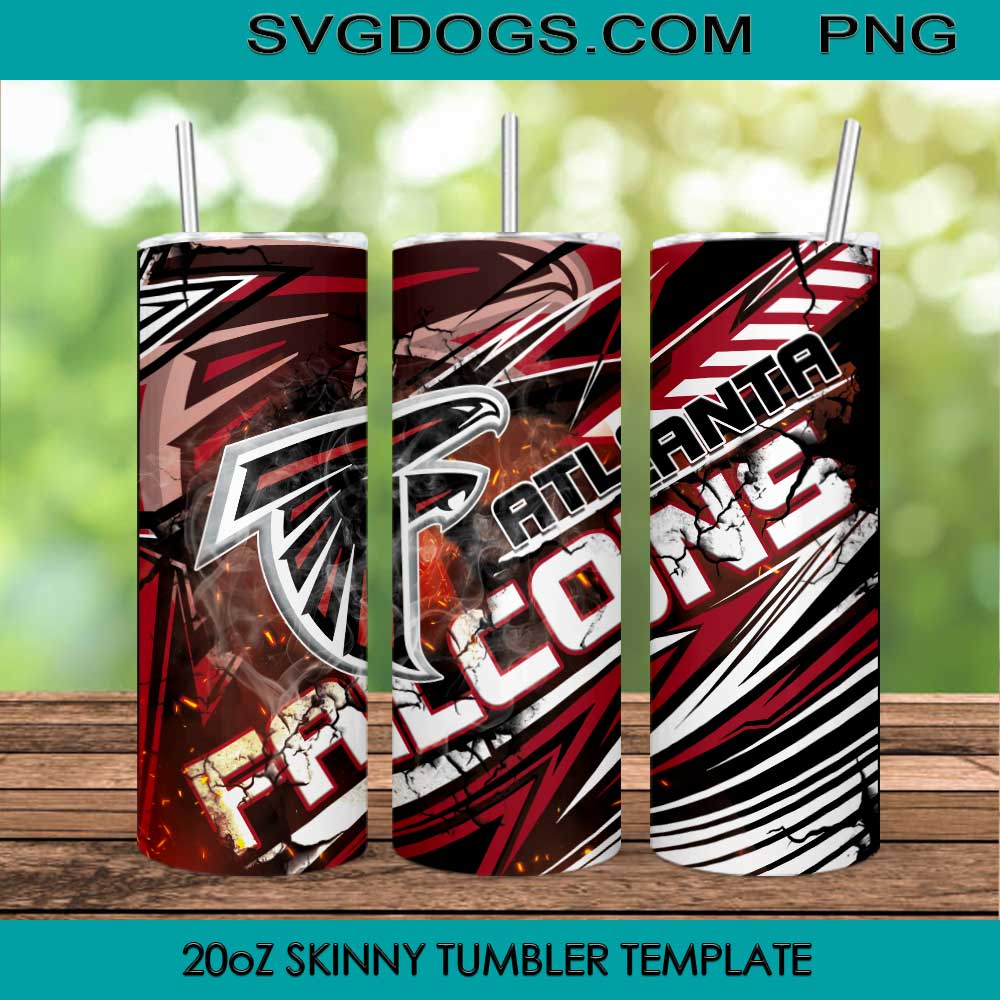 Falcons 20oz Skinny Tumbler Template PNG, Atlanta Falcons Football Tumbler Template PNG File Digital Download