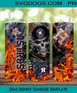 Houston Astros Skull 20oz Skinny Tumbler Template PNG, Houston Astros Tumbler PNG File Digital Download