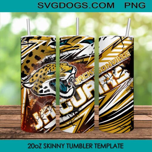 Jaguars 20oz Skinny Tumbler Template PNG, Jacksonville Jaguars Tumbler Template PNG File Digital Download