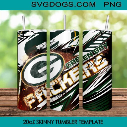 Packers 20oz Skinny Tumbler Template PNG, Green Bay Packers Tumbler Template PNG File Digital Download