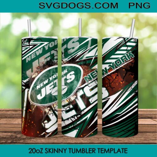 Jets 20oz Skinny Tumbler Template PNG, New York Jets Tumbler Template PNG File Digital Download