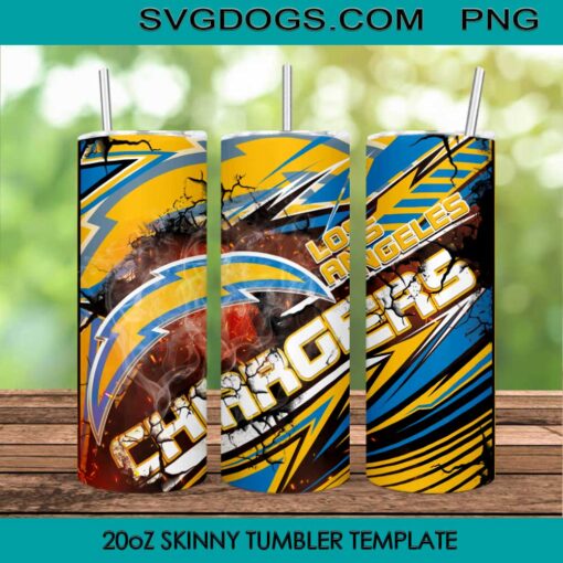 Los Angeles Chargers 20oz Skinny Tumbler Template PNG, NFL Los Angeles Chargers Tumbler Template PNG File Digital Download